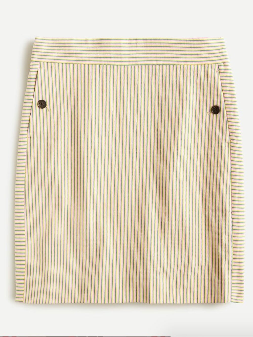 J. Crew Mini Skirt in Yellow, Green, & Pink Stripe Stretch Seersucker - Size 10